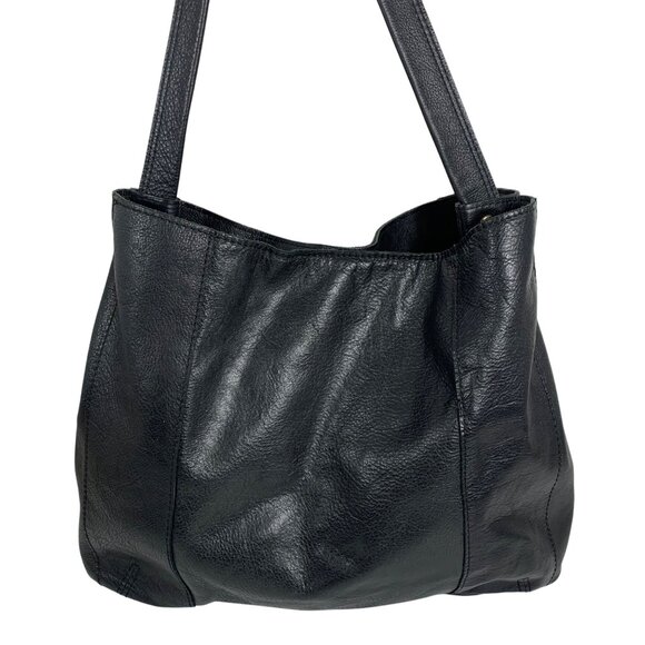 AMERICAN LEATHER CO Avery Sling Hobo Shoulder Bag Black Leather Tote EUC - Picture 5 of 13